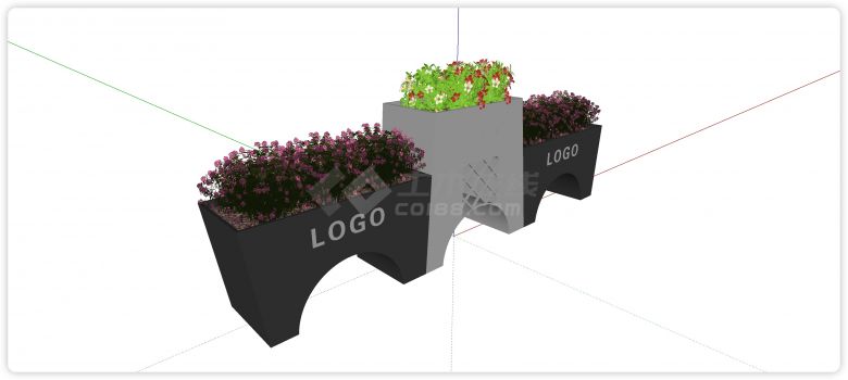 棕色白色拱形植物花箱su模型-图二