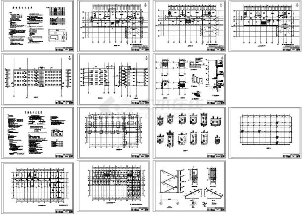 四层框架结构教学楼建筑工程量计算实例（ 含图纸）-图一
