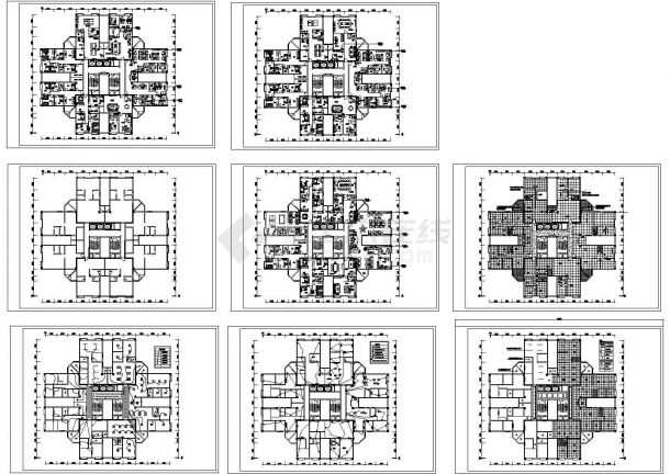 豪景小区住宅设计建筑施工cad图，共八张-图一