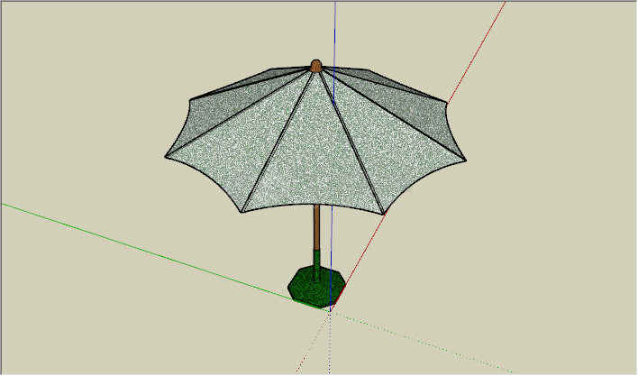 新中式古风绿色户外遮阳伞su模型-图二