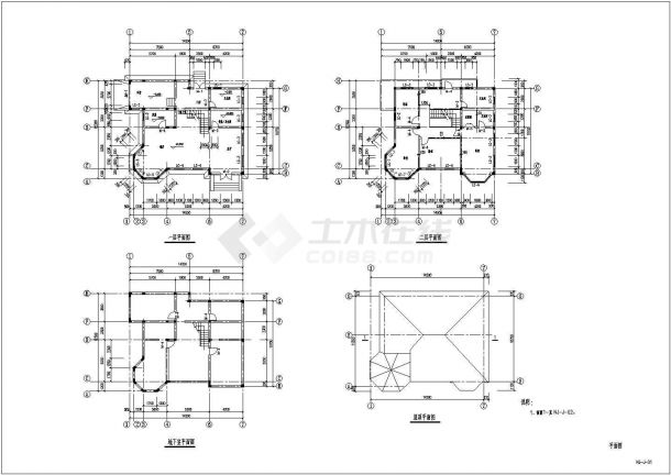 某2层砌体结构别墅(带地下室)结构设计施工图-图一