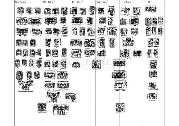 浙江按面积分类住宅户型设计cad图，共11张-图一
