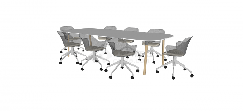现代长方形八人办公桌会议桌su模型-图一
