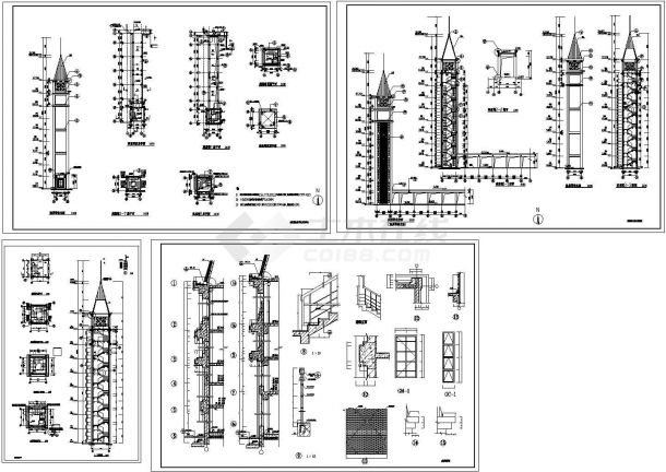 八层观景塔全套建筑设计cad图（ 长4.2米 宽4.2米）-图一