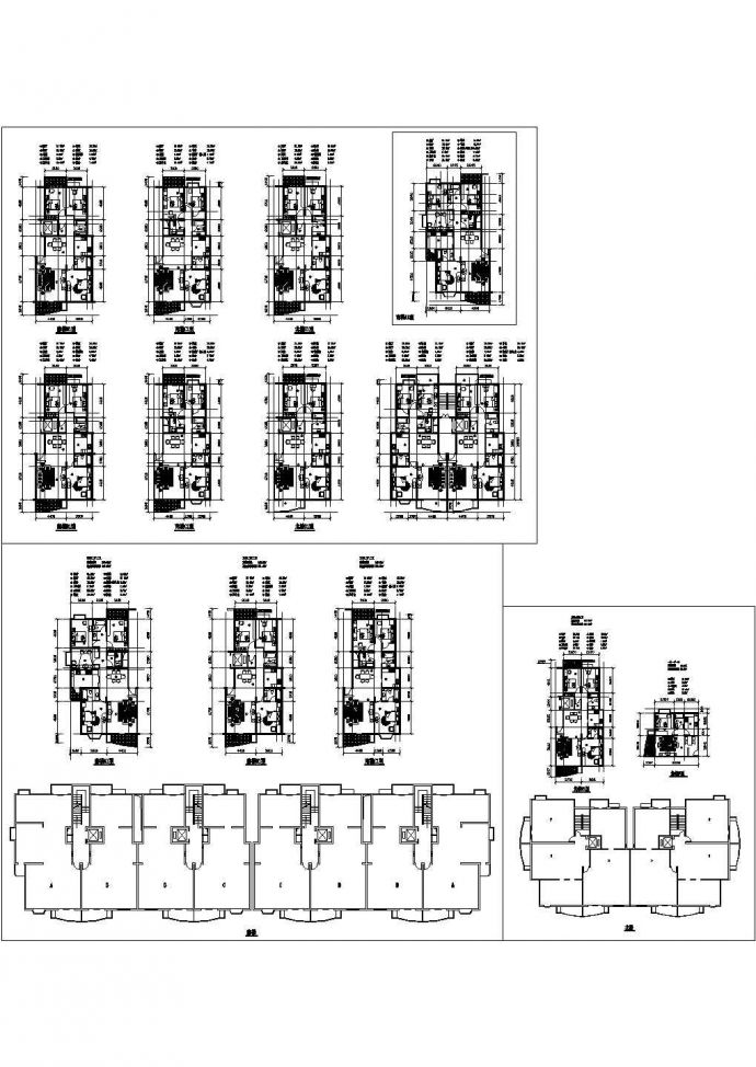 浙江多种小区住宅户型设计cad图，共10张_图1