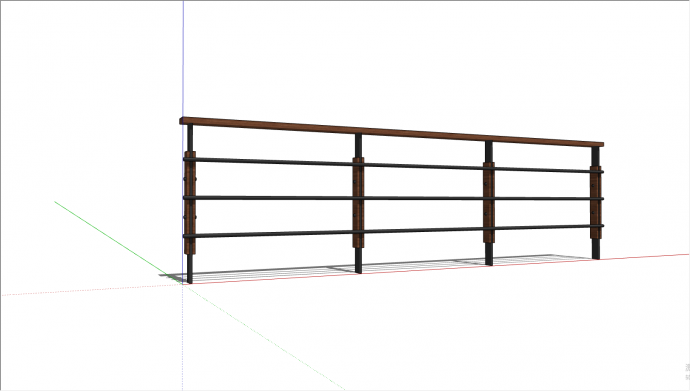 棕色木制铁栏杆设计su模型_图1
