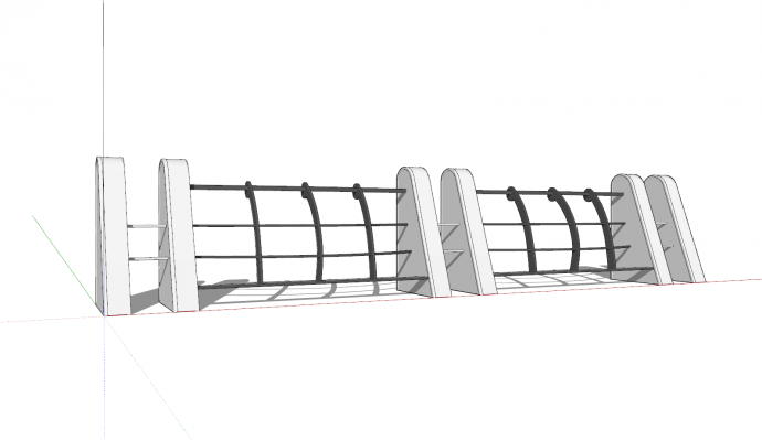 不锈钢栏杆外观展示su模型_图1