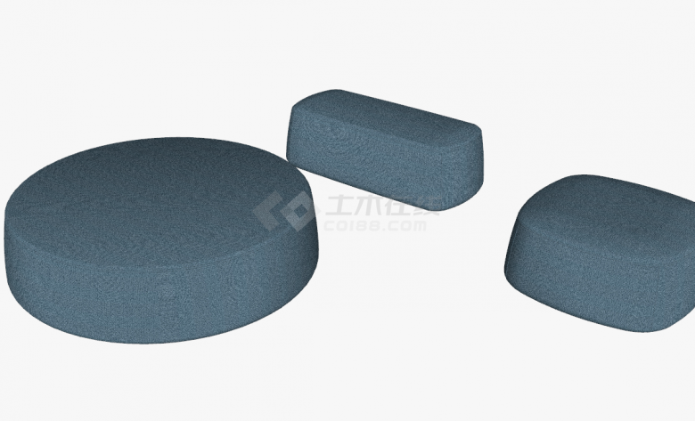圆形方形拼接造型沙发su模型-图二