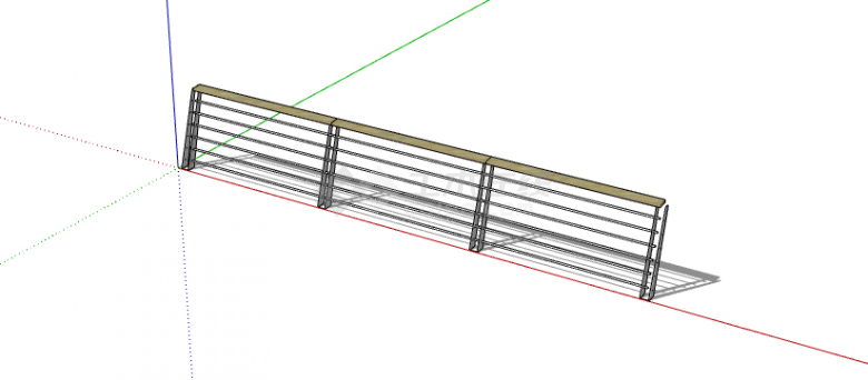 白色倾斜不锈钢栏杆su模型-图二