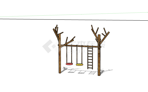 摇篮化工色木质游乐设施 su模型-图二