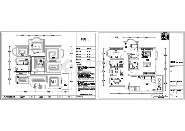 2室2厅1书房：家用地暖设计图【原始结构图 中央采暖地暖系统】cad-图二