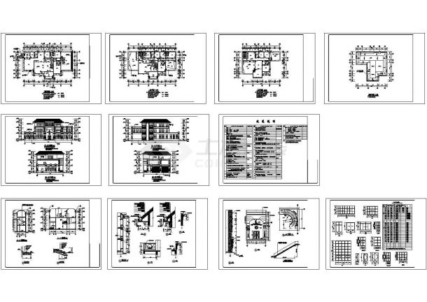 【10套图】某欧式风格个人别墅（836㎡）设计cad全套建筑施工图（含设计说明，含10套设计）-图一