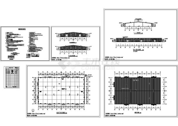 单层35150平米三跨门式钢架轻钢结构钢构成品厂房建筑施工图纸-图一