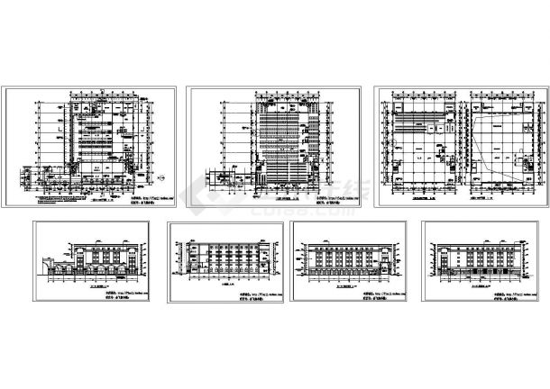 3层厂房建筑施工图【各层平面 4立面（无剖面及屋顶平面）】-图一