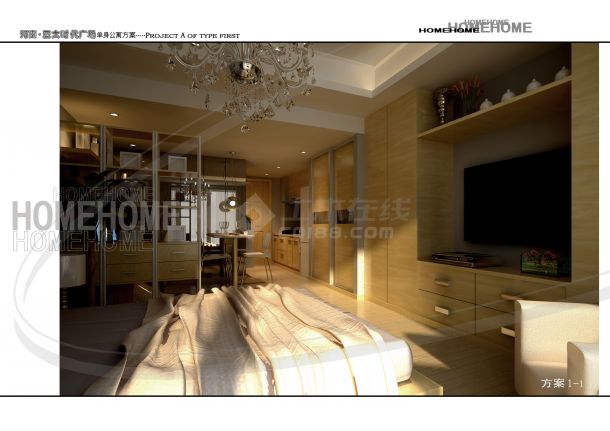 时代广场单身公寓装修方案图【JPG格式 5张】-图一