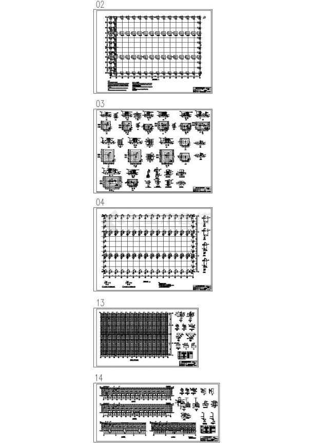 单层带天车钢结构厂房结构施工图（14张CAD）-图一