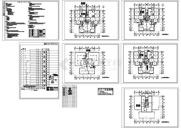 十五层住宅楼消防报警系统设计施工cad图，共七张-图一