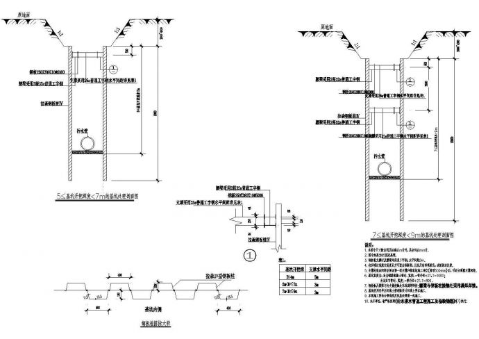 某工程深基坑开挖钢板桩支护设计cad结构大样图（甲级院设计）_图1