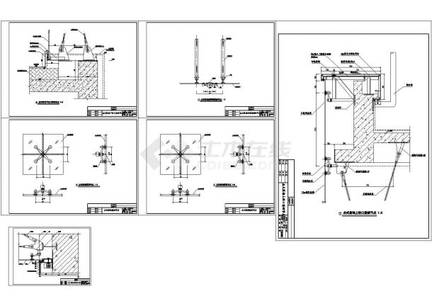 某多层综合办公楼楼点式玻璃幕墙设计cad节点详图（甲级院设计）-图二