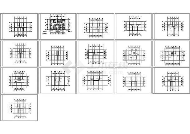 夏威夷小区住宅经典户型设计建筑施工cad图，共十六张-图一
