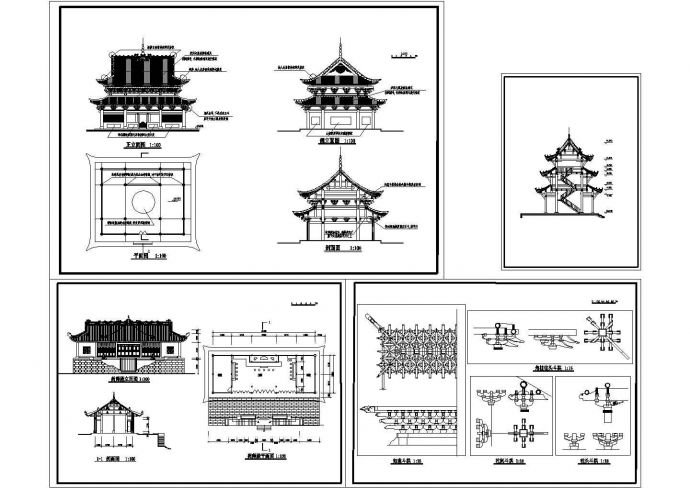 一层药师殿古建筑设计施工图纸（长21.8米 宽8米）_图1