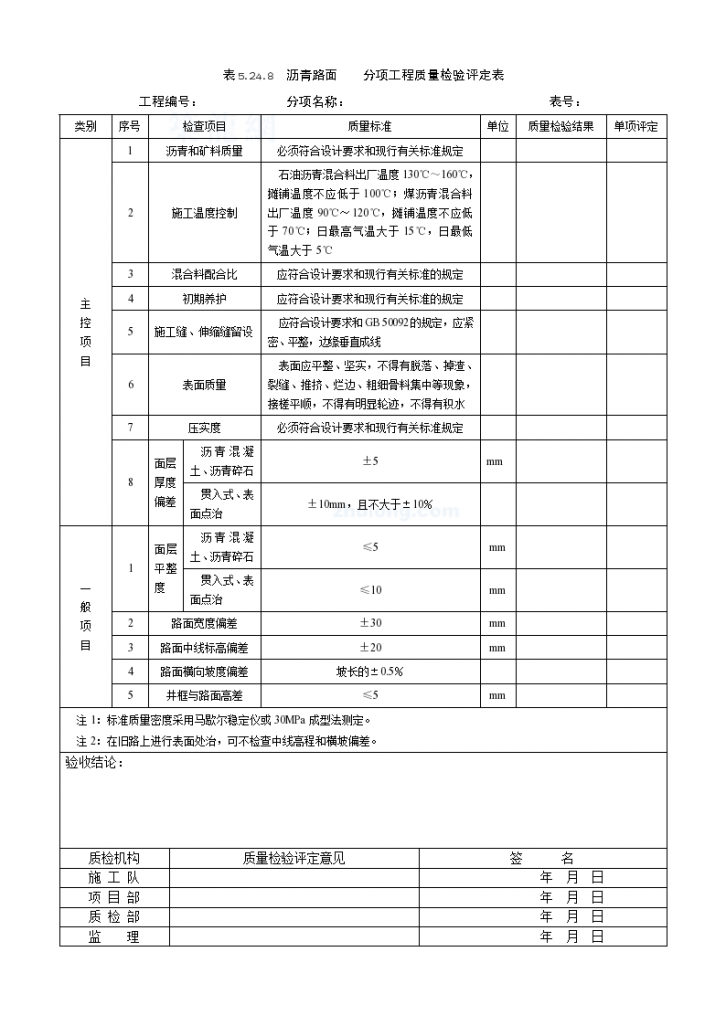 沥青路面质量检验评定表材料-图一