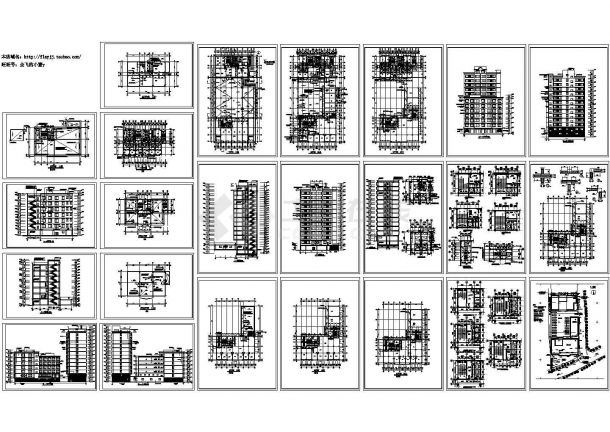 某-1+13层11279㎡框架剪力墙结构商铺宾馆综合楼设计cad全套建筑施工图【标注详细，24张图】-图二