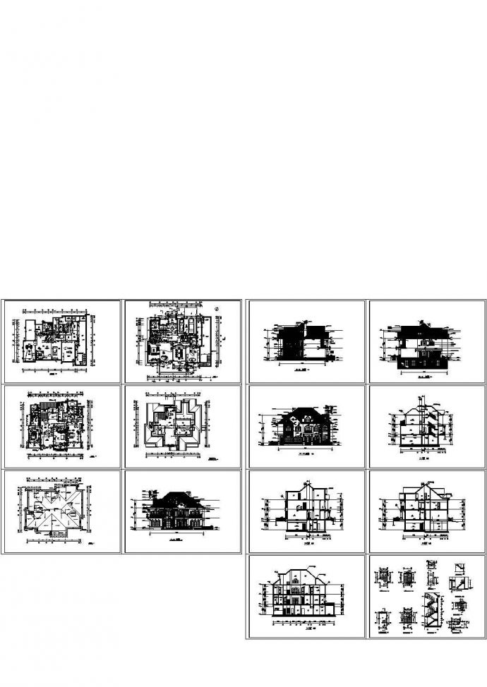 某二层带阁楼高档别墅建筑图纸cad_图1