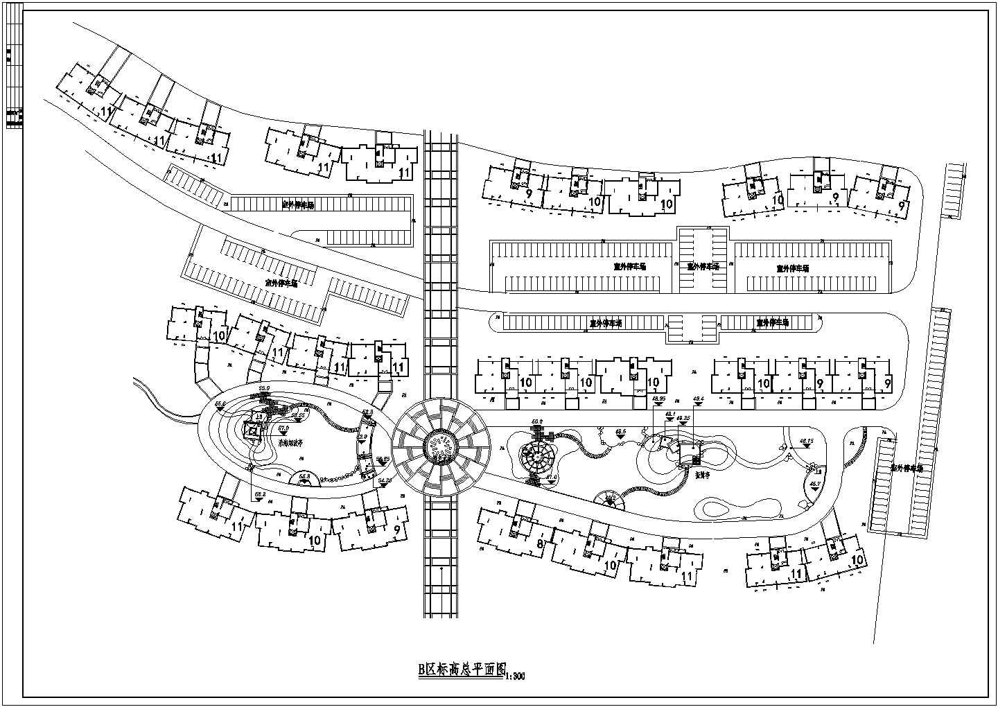 某大型公园规划设计cad总平面施工图（含铺装、坐标设计图）