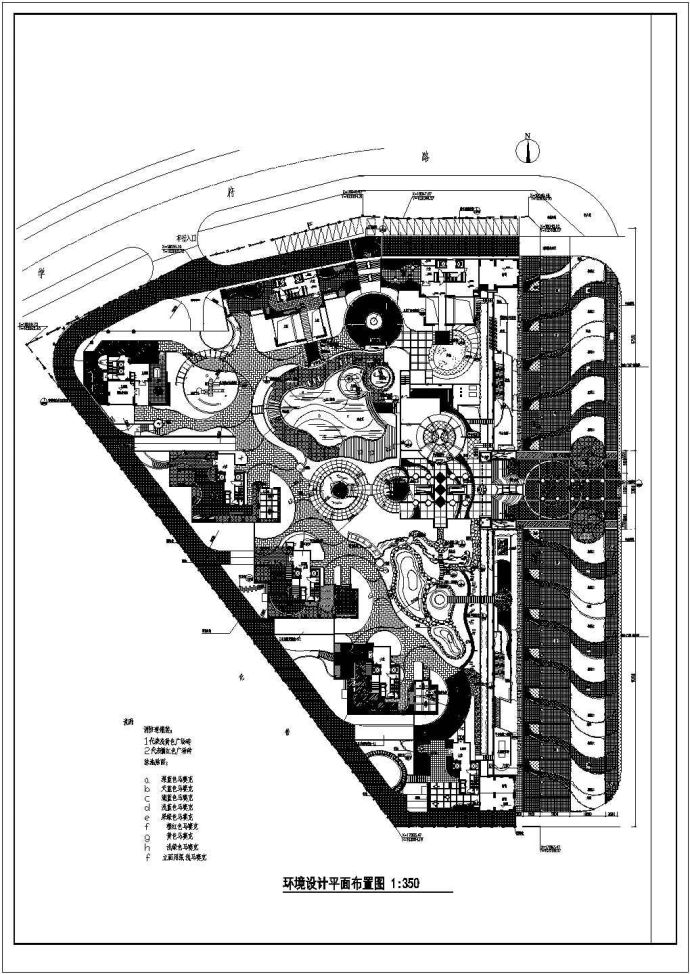 某广场铺装绿化设计cad总平面施工图（标注详细）_图1