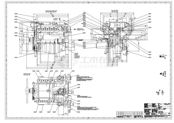 德国奔驰柴油发动机设计cad机械总装配图（全外文标注）-图一