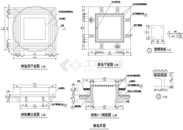 树池建筑cad布置平面设计图-图一