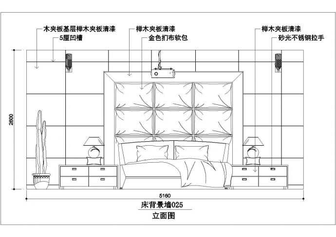 典型床背景装修设计CAD立面施工图大全（标注详细，种类齐全）_图1