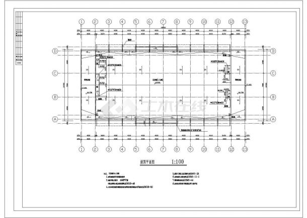 某三层框架结构工业厂房设计cad全套建筑施工图纸（含设计说明）-图二