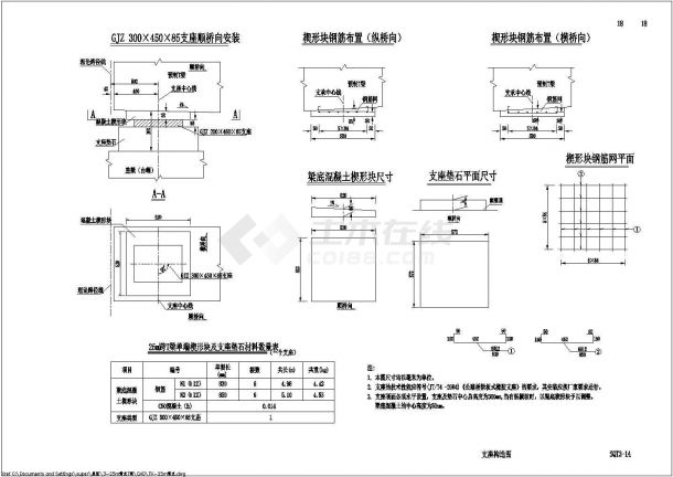 某工程装配式预应力混凝土T梁桥支座构造图-图一