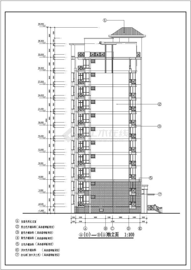 某框架结构高层住宅楼建筑设计cad全套施工图纸 (标注详细)-图一