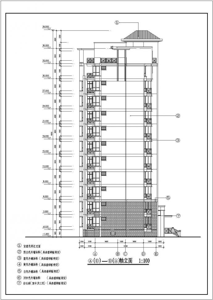 某框架结构高层住宅楼建筑设计cad全套施工图纸 (标注详细)_图1