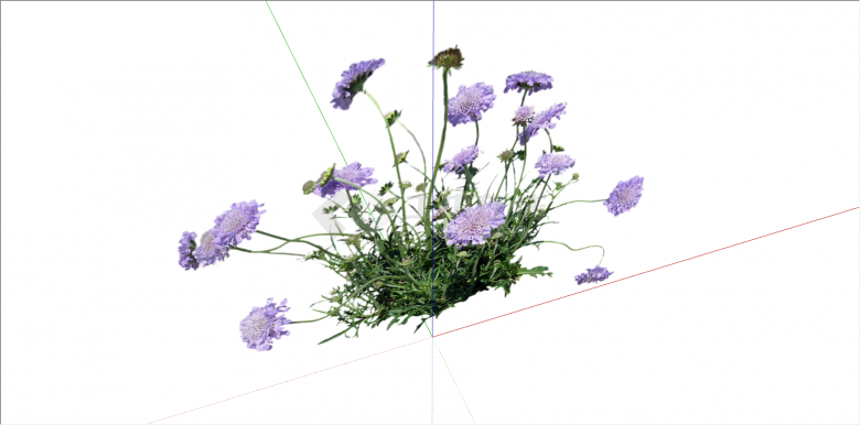 现代紫色花朵绿叶组合su模型-图一