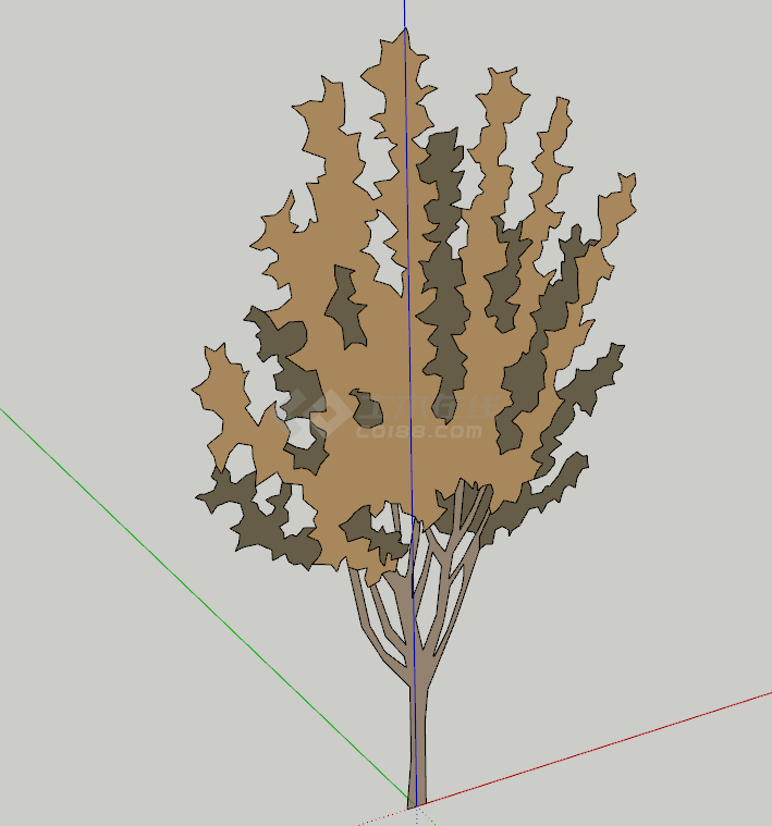 小型细支的棕色乔木su模型-图二