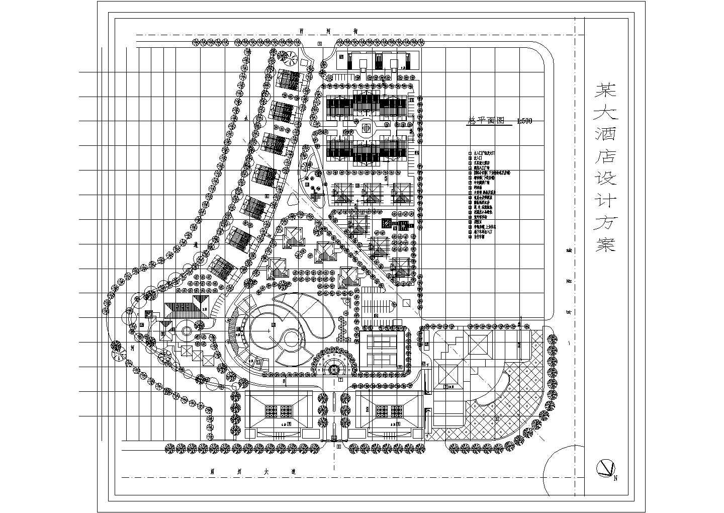 某三层大酒店设计方案CAD图纸
