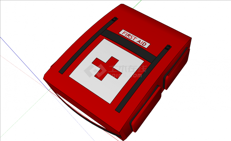 现代红色医疗包医疗器材su模型-图二