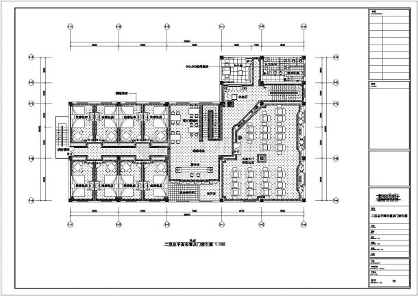 某地三层洗浴中心装修CAD施工图纸-图二