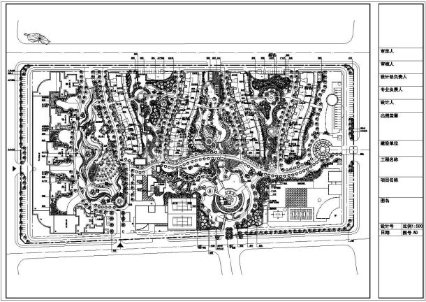 某大型高档住宅小区景观设计cad施工总平面图（标注详细）-图一