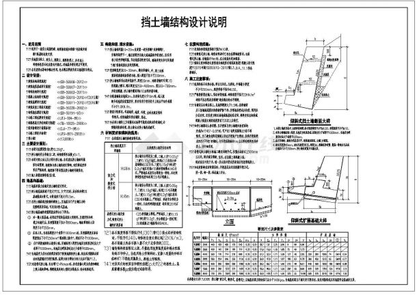 仰斜式挡土墙标准图集图片