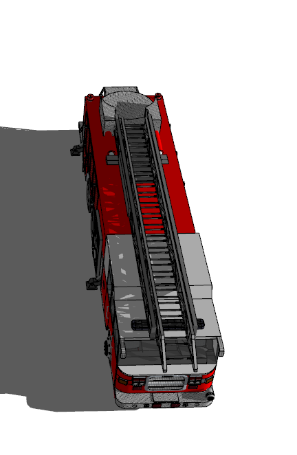 现代红色应急消防车消防器材su模型_图1