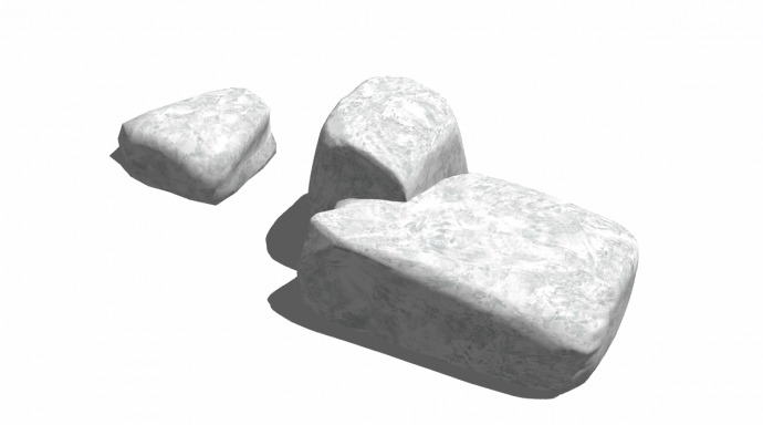 三块白的异形的石头su模型_图1