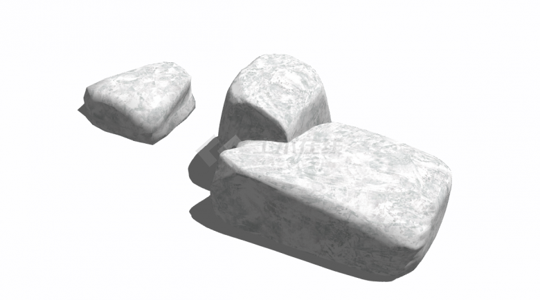 三块白的异形的石头su模型-图一