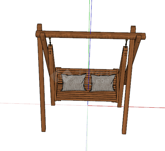 现代木质休闲舒适双人秋千椅su模型-图二