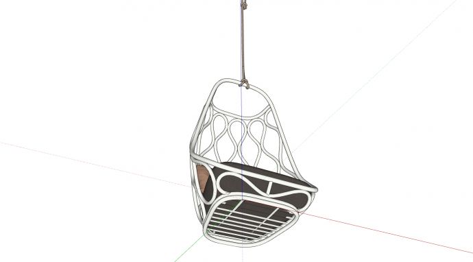 麻绳牵引白色镂空吊椅su模型_图1