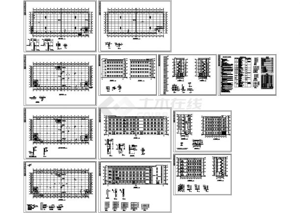 1万平六层电子厂建筑施工cad图，共十二张-图一